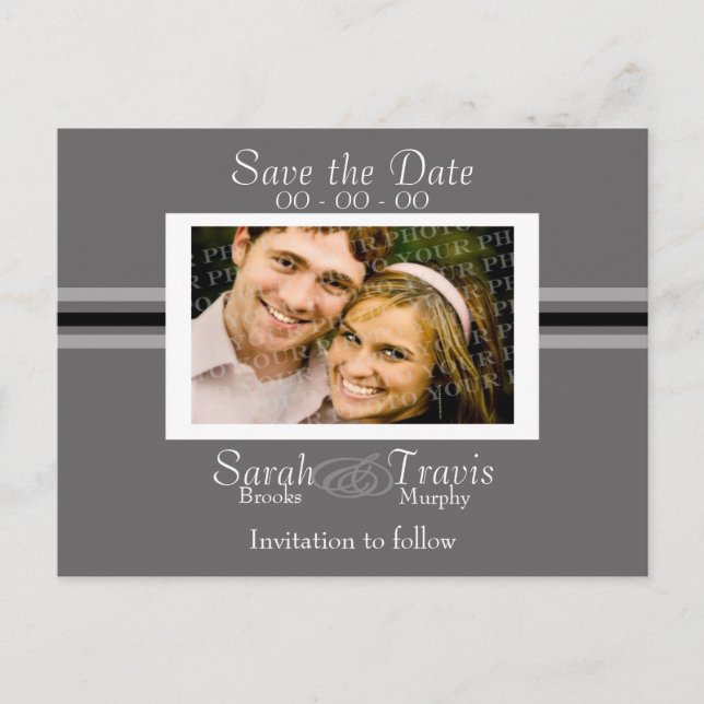 Cartão Postal De Anúncio Adicione sua própria foto - Prata (Frente)