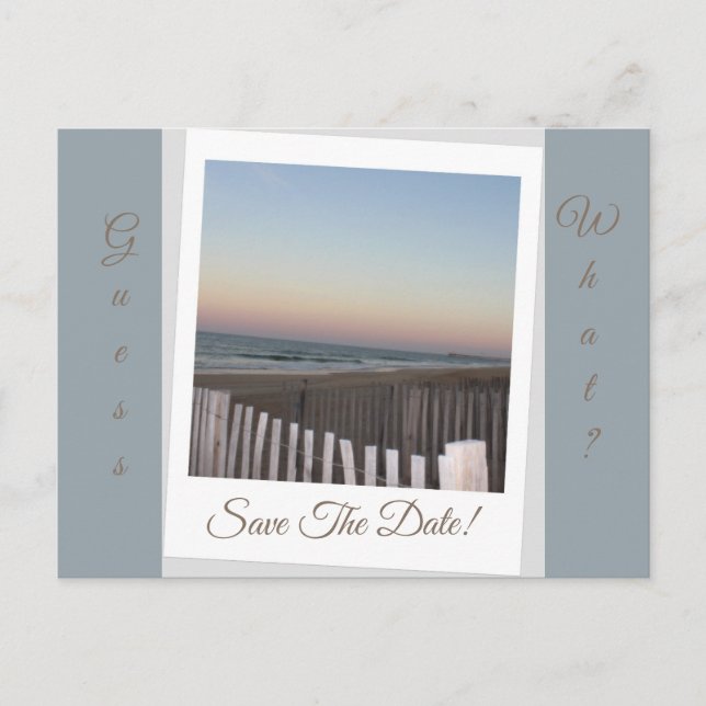 Cartão Postal De Anúncio Adivinhe só? Salve a data (Frente)