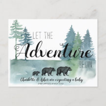 Adventure Rustic Watercolor Bears Gravidez