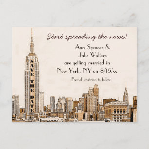 Cartão Postal De Anúncio AG - Silhueta de NYC Gravada 01 Salve a Data