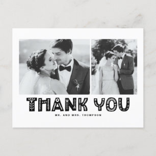Cartão Postal De Anúncio Agradecimento de Casamento em Colagem de Fotos Esc