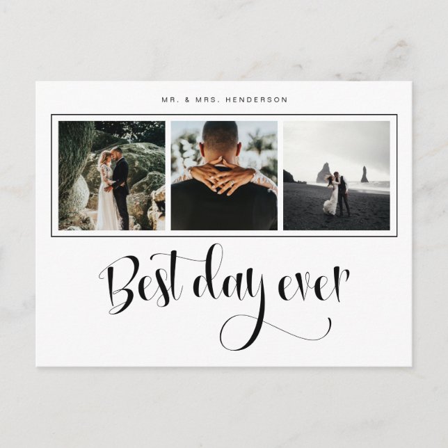 Cartão Postal De Anúncio Agradecimento de Foto de Casamento (Frente)