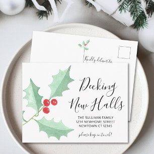 Cartão Postal De Anúncio Aguarela Holly Decorando Novos Corredores Festivo