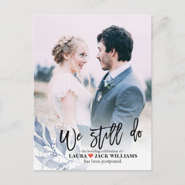 Cartão Postal De Anúncio Ainda Fazemos Adiamento De Casamento Reagendado Fo (Frente)
