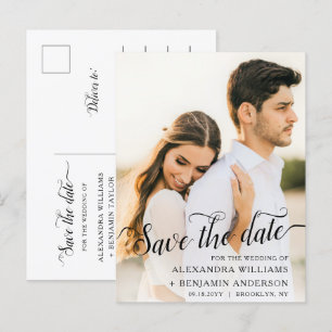 Cartão Postal De Anúncio Alexandra Elegante Caligrafia Foto Save the Date