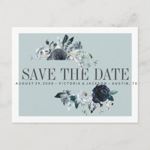 Cartão Postal De Anúncio Algo Azul   CASAMENTO DE BOO SALVAR DATA