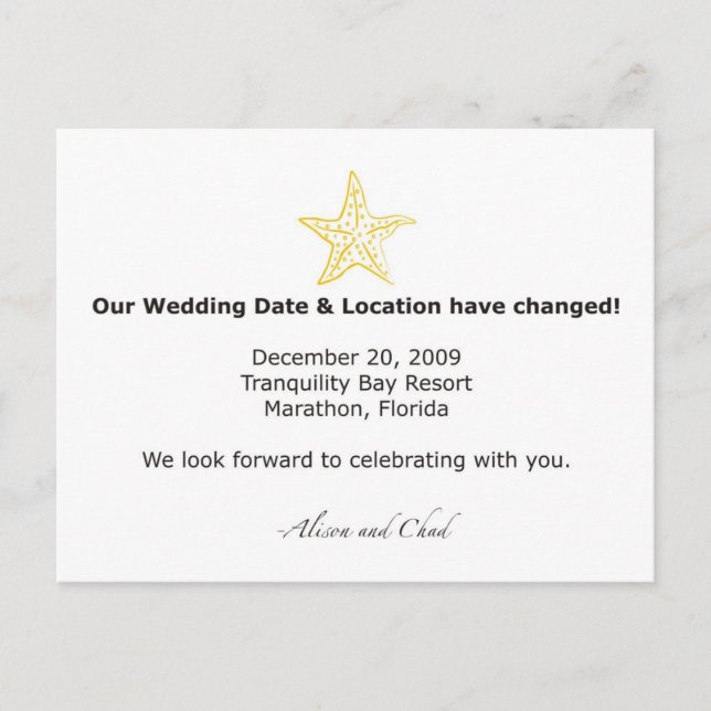 Cartão Postal De Anúncio Alison- Mudança de data (Frente)