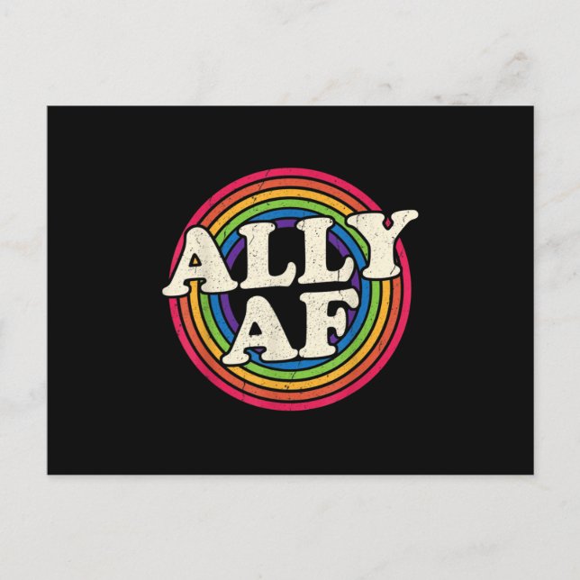 Cartão Postal De Anúncio Ally AF - Orgulho gay Mês - Sinalizador LGBT Rainb (Frente)
