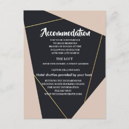 Cartão Postal De Anúncio Alojamento geométrico preto-rosa e dourado