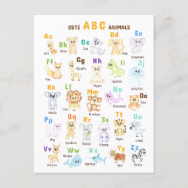 Cartão Postal De Anúncio Alphabet Animal ABC Animais de estimação