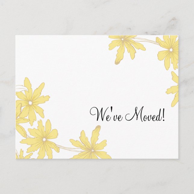Cartão Postal De Anúncio Alteração de Endereço do Daisies Amarelo (Frente)