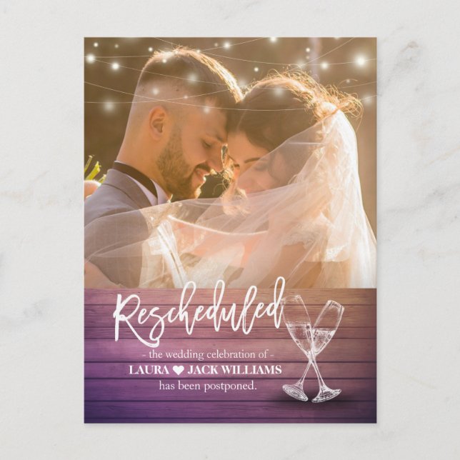 Cartão Postal De Anúncio Alteração de Planos de Adiamento de Casamento Reag (Frente)