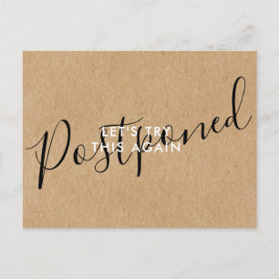 Cartão Postal De Anúncio Alterar a Data Adiada Evento Cancelado Rústico