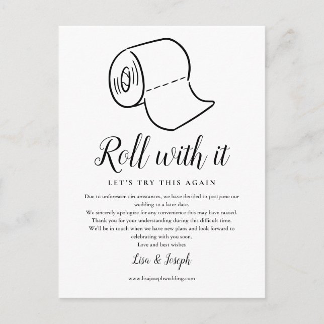 Cartão Postal De Anúncio Alterar a data adiada - foto cancelada (Frente)