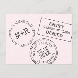 Cartão Postal De Anúncio Alterar a data Engraçado Casamento do Carimbo Pass