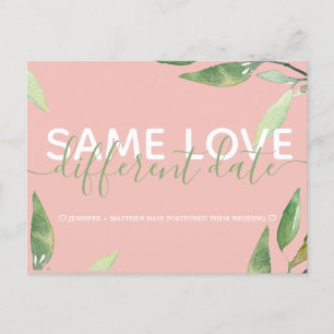 Cartão Postal De Anúncio Alterar o Casamento Botânico Rosa de Data