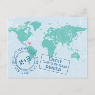 Cartão Postal De Anúncio Alterar Reagendar Data Destino Casamento Viagem