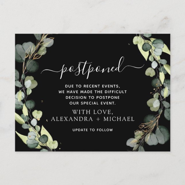 Cartão Postal De Anúncio Altere a data de adiamento do Eucalyptus Greenery (Frente)