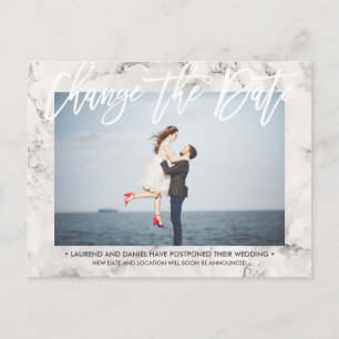 Cartão Postal De Anúncio ALTERE A DATA Foto de caligrafia em mármore branco