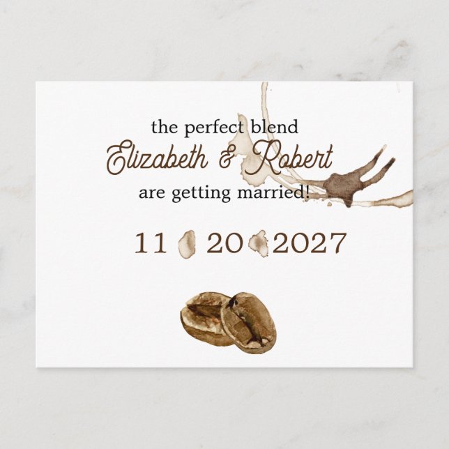 Cartão Postal De Anúncio Amantes do Café Salvem a Data (Frente)