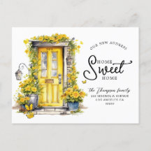 Amarelo Chic Floral Porta Casa Doce Casa Mudança