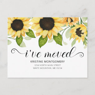 Cartão Postal De Anúncio Amarelo Rústico Girassol Aquarela Floral Móvel