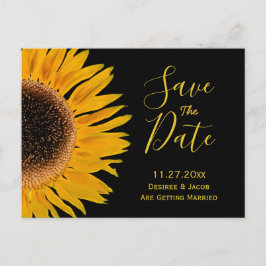 Cartão Postal De Anúncio Amarelo Rústico Girassol Preto Save The Date