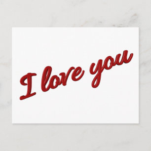 Cartão Postal De Anúncio Amo Você Vermelho e Branco - Casamento, Noivado