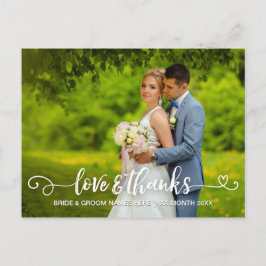 Cartão Postal De Anúncio Amor & Agradecimentos Tipografia de Casamento Rosa