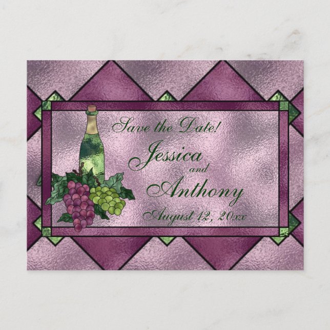 Cartão Postal De Anúncio Amor ao Vinho Salve a Data (Frente)