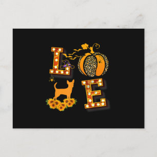 Cartão Postal De Anúncio Amor Chihuahua Estampa de Leopardo Abóbora Hallowe
