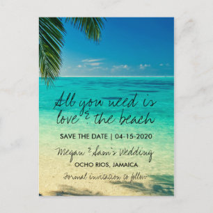 Cartão Postal De Anúncio Amor e o Destino da Praia Salve a Data