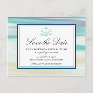 Cartão Postal De Anúncio Anchor Watercolor Ocean Salvar Data
