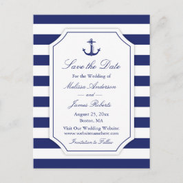 Cartão Postal De Anúncio Âncora Náutica Listra Marinha Casamento Salve a Da