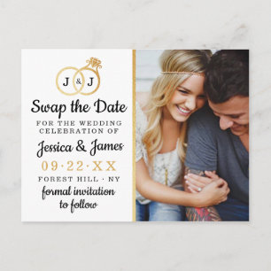 Cartão Postal De Anúncio Anéis De Casamento De Monograma De Quadrinhos Sal