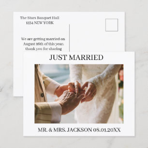 Cartão Postal De Anúncio Anéis de Noivado Clássicos Foto Recém-Casados