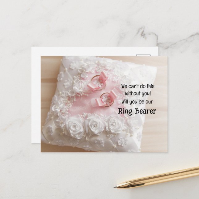 Cartão Postal De Anúncio Anéis Dourados Em Um Portador De Anel Travesseiro  (Frente/Verso In Situ)