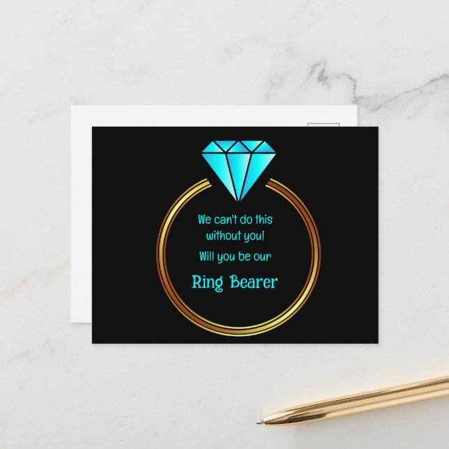 Cartão Postal De Anúncio Anel Dourado Em Um Fundo Preto (Frente/Verso In Situ)