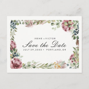 Cartão Postal De Anúncio Anemone Blush   Floral Chic CASAMENTO aviso com an