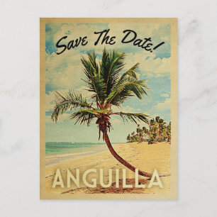 Cartão Postal De Anúncio Anguilla Salve A Data Vintage Praia Palmeira