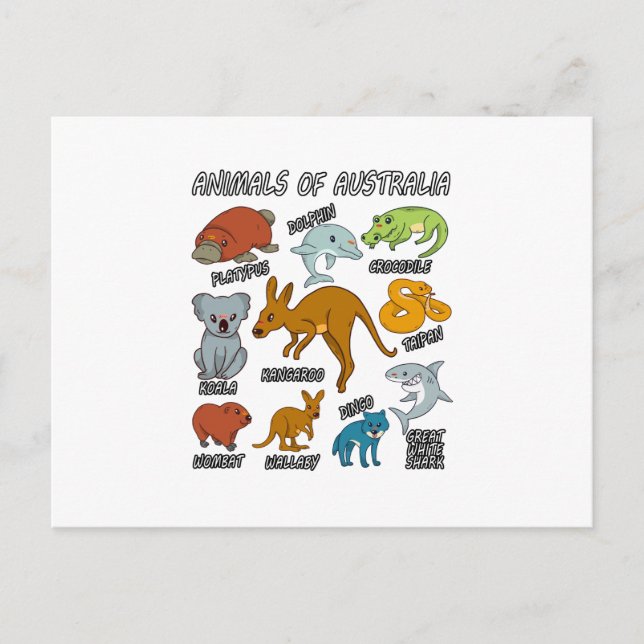 Cartão Postal De Anúncio Animais Da Austrália (Frente)