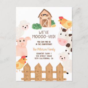 Cartão Postal De Anúncio Animais engraçados fazendas novas casas