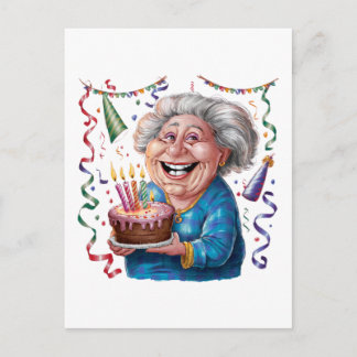 Cartão Postal De Anúncio Aniversário da Vovó com Grande Sorriso