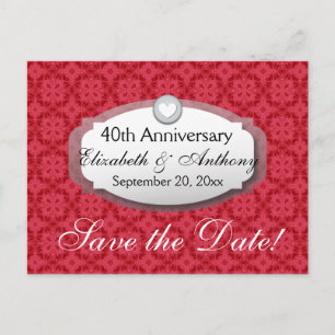 Cartão Postal De Anúncio Aniversário de 40 anos de Casamento Aniversário Ru