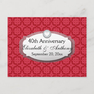Cartão Postal De Anúncio Aniversário de 40 anos de Casamento Aniversário Ru