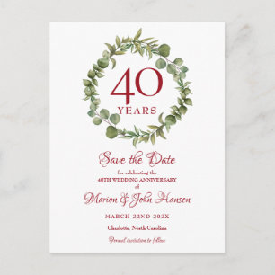 Cartão Postal De Anúncio Aniversário de 40 Anos de Casamento Rubi Salve a D