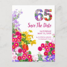 Aniversário de 65 anos floral moderno Save The Dat