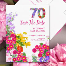 Aniversário de 70 anos Floral Save The Date Festa