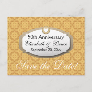 Cartão Postal De Anúncio Aniversário de Casamento de 50 Anos Dourado Z05