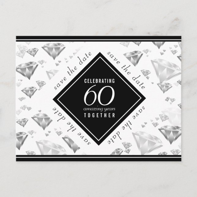 Cartão Postal De Anúncio Aniversário de Casamento do Elegante 60º Diamond (Frente)